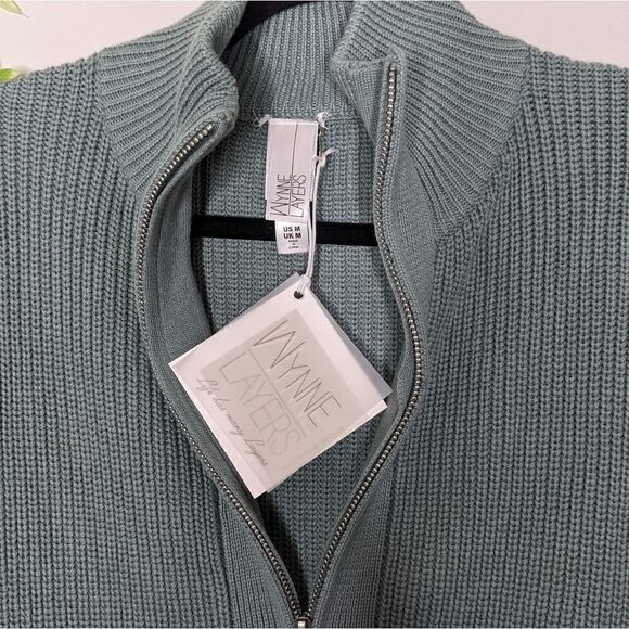 Wynne Layers QVC Sage Green Zip Sweater Medium - Picture 4 of 8